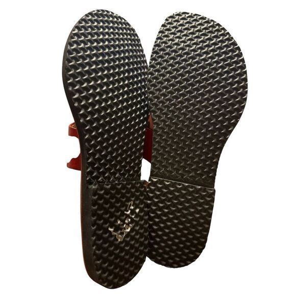 Klassic Leather Designs Red Leather Womens Sandals Sanvitalia Toe Post With leaf - Picture 6 of 6